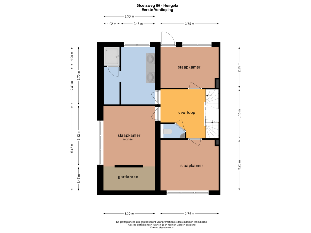 View floorplan of EERSTE VERDIEPING of Sloetsweg 60