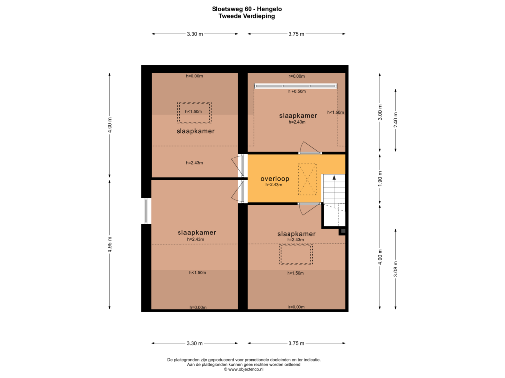 View floorplan of TWEEDE VERDIEPING of Sloetsweg 60