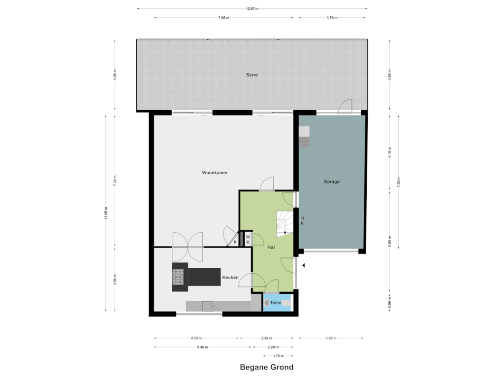 Bekijk plattegrond van Begane Grond van Hoogstraat 9-A