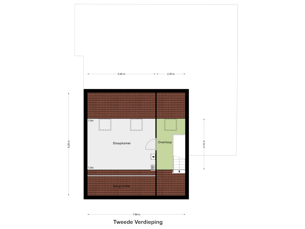 Bekijk plattegrond van Tweede Verdieping van Hoogstraat 9-A