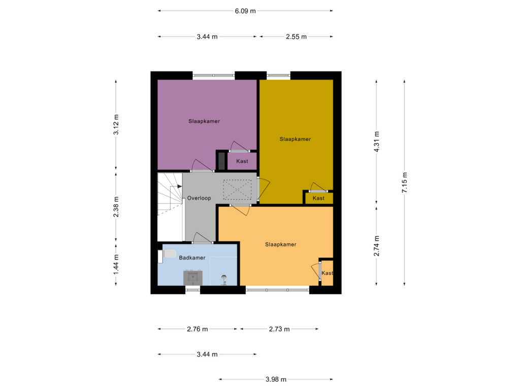 View floorplan of Eerste Verdieping of Nieuwstraat 22