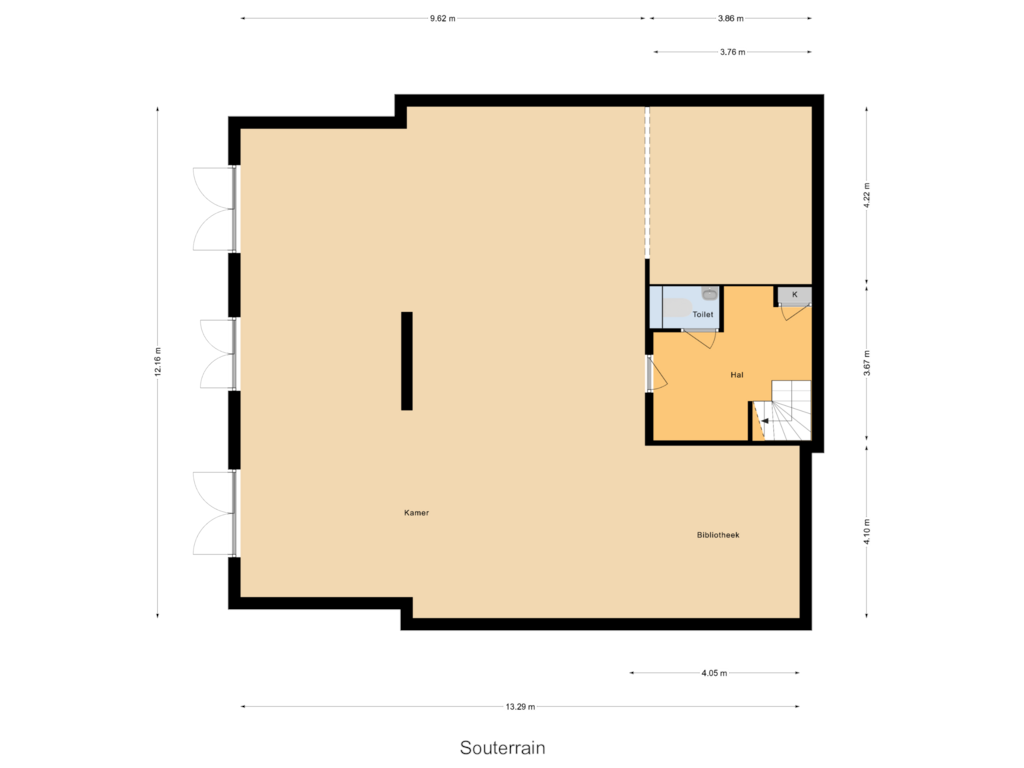 View floorplan of Souterrain of Provincialeweg Oost 45