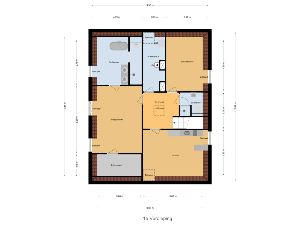 View floorplan of 1e Verdieping of Provincialeweg Oost 45