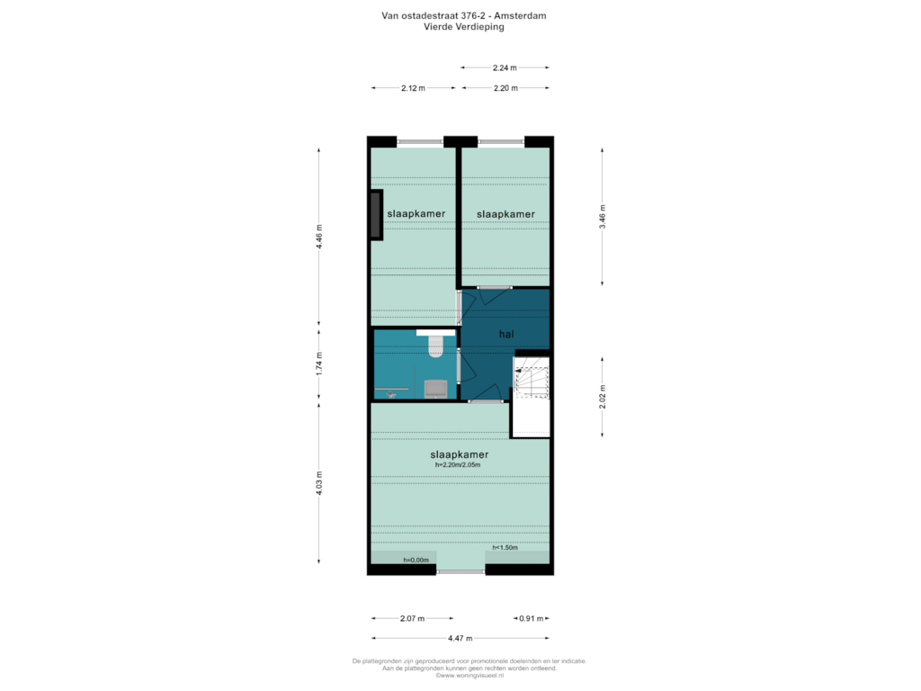 Bekijk plattegrond van VIERDE VERDIEPING van Van Ostadestraat 376-3