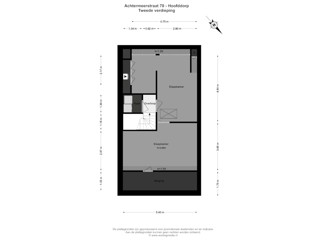 Bekijk plattegrond van Tweede verdieping van Achtermeerstraat 70