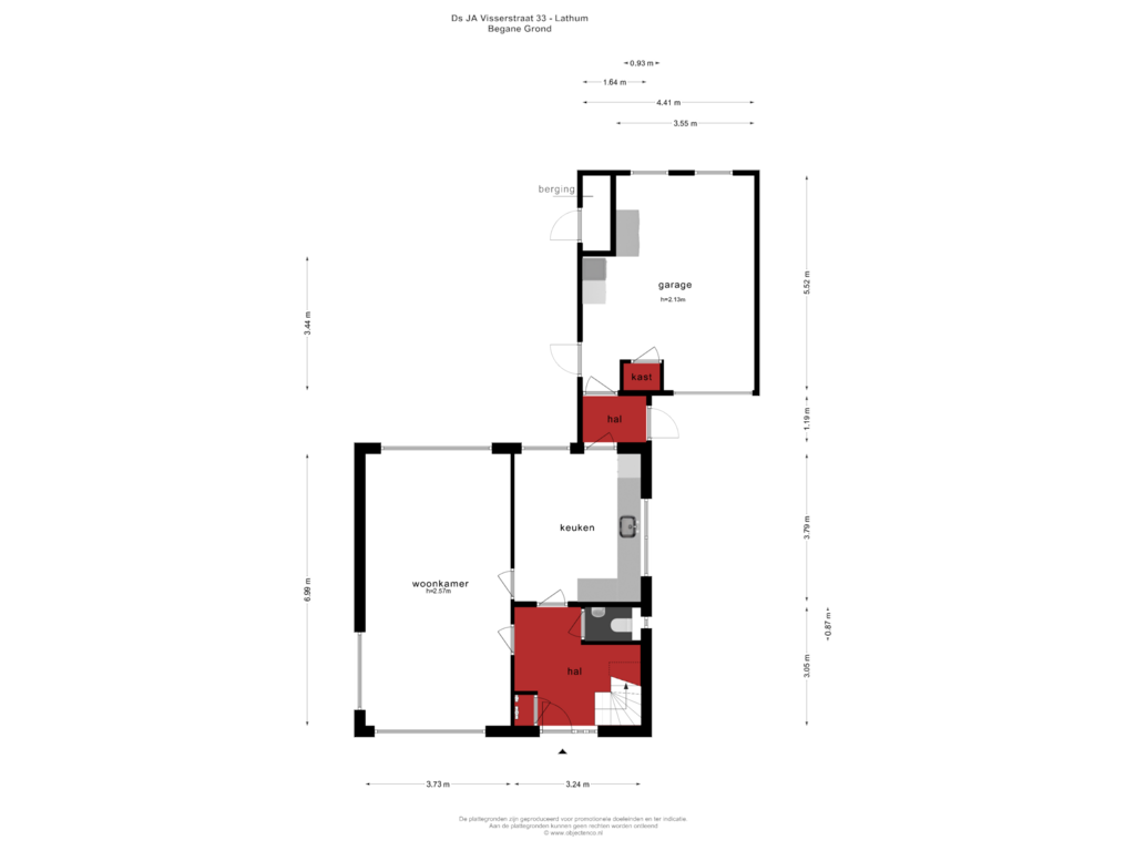 Bekijk plattegrond van BEGANE GROND van Ds J A Visserstraat 33