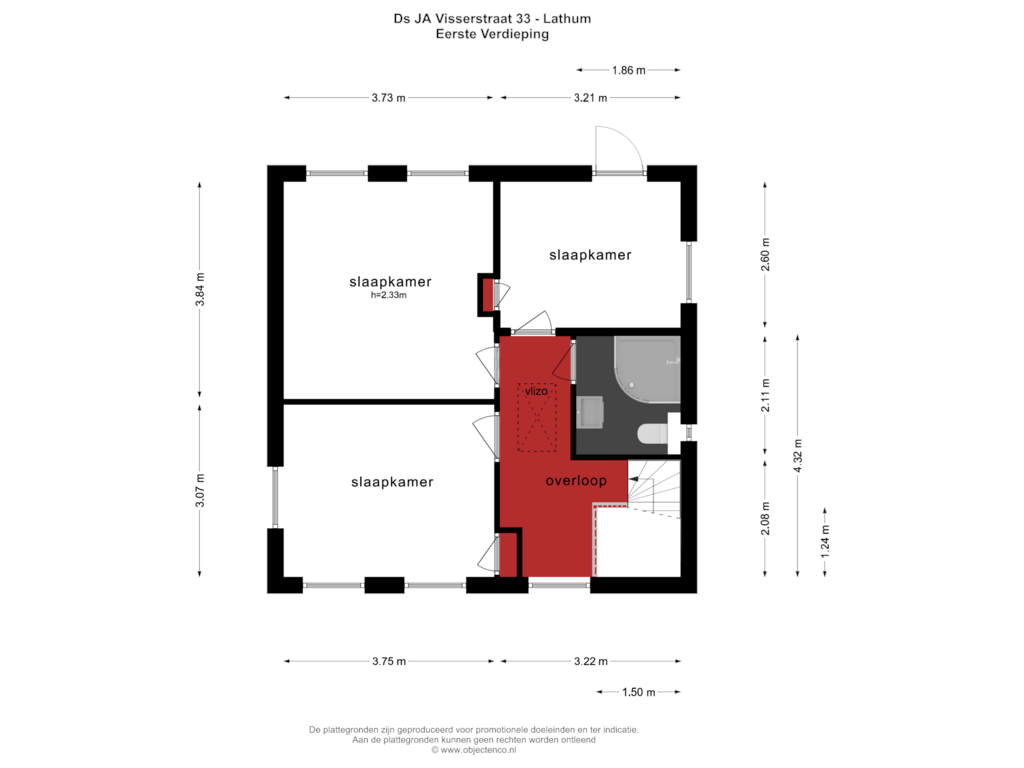 Bekijk plattegrond van EERSTE VERDIEPING van Ds J A Visserstraat 33