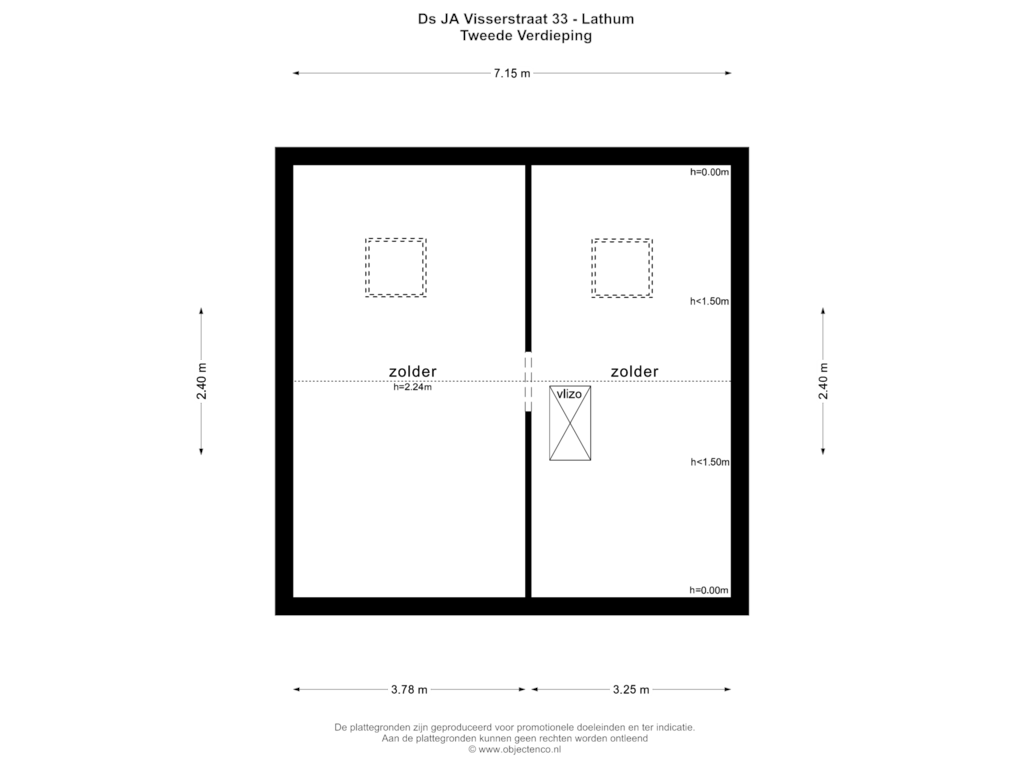 Bekijk plattegrond van TWEEDE VERDIEPING van Ds J A Visserstraat 33