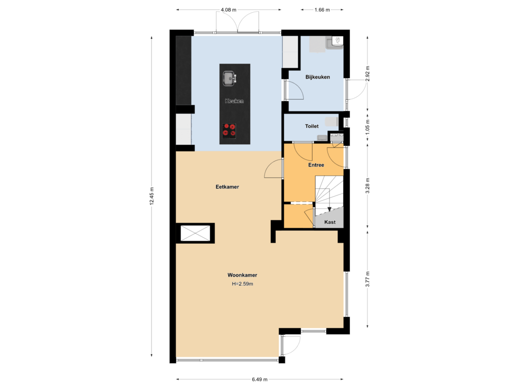 Bekijk plattegrond van Begane grond van Ceintuurbaan 279