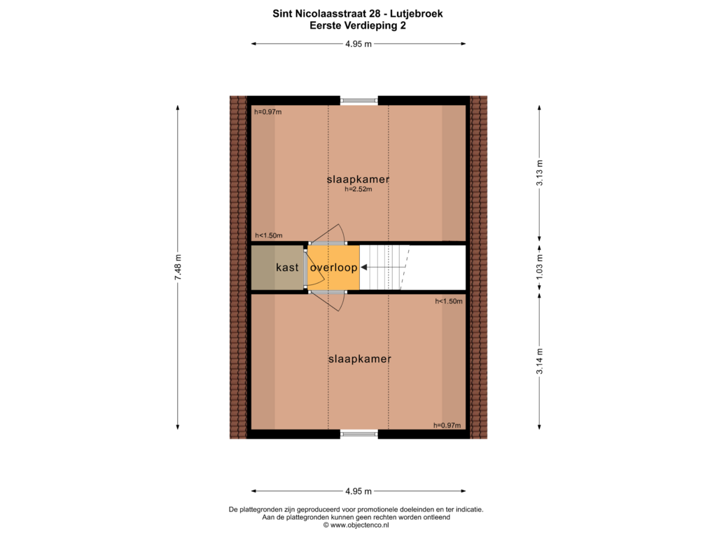 View floorplan of EERSTE VERDIEPING 2 of Sint Nicolaasstraat 28