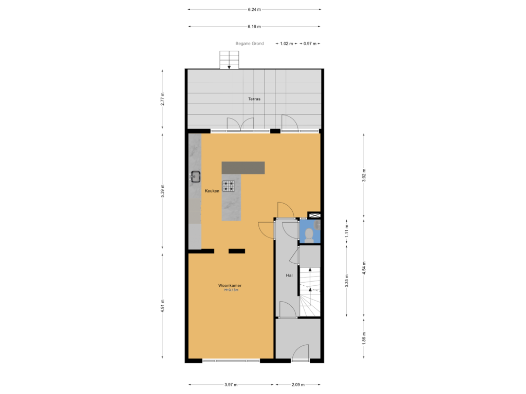 Bekijk plattegrond van Begane Grond van Stevinstraat 167