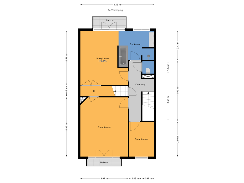 Bekijk plattegrond van 1e Verdieping van Stevinstraat 167