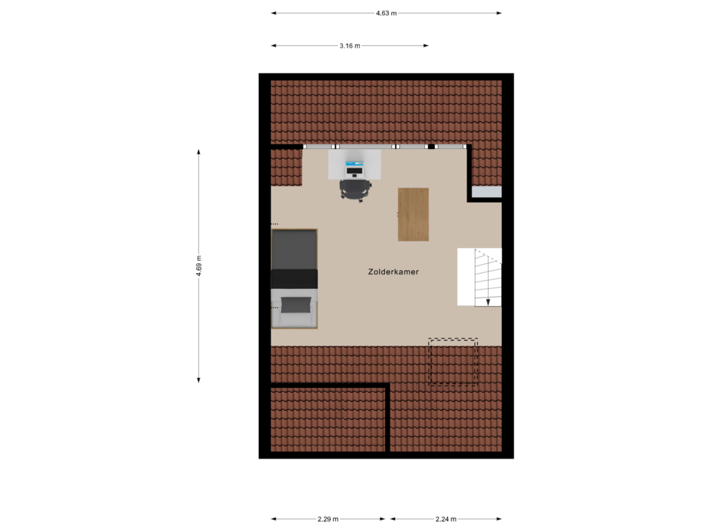 Bekijk plattegrond van zolder van Van Brienenoordstraat 26