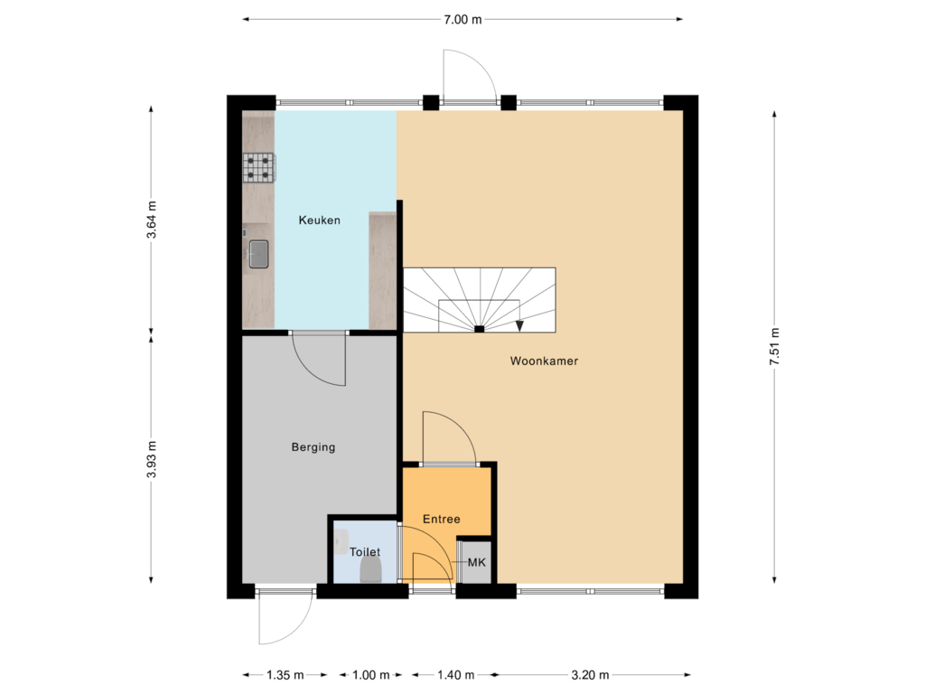 Bekijk plattegrond van Begane grond van Middelzand 3257