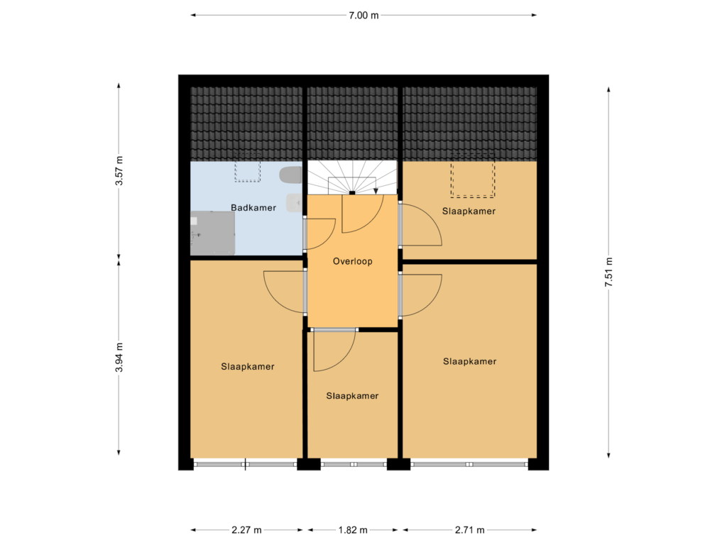 Bekijk plattegrond van 1e verdieping van Middelzand 3257