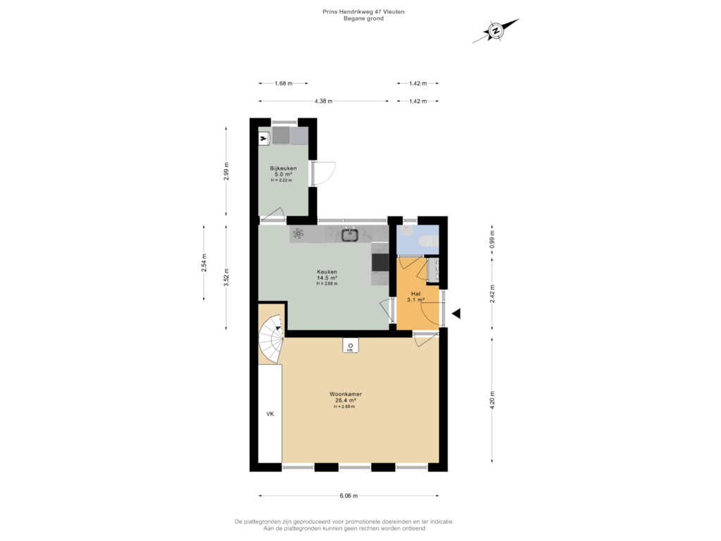 View floorplan of Begane grond of Prins Hendrikweg 47