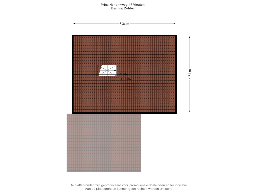 View floorplan of Berging Zolder of Prins Hendrikweg 47