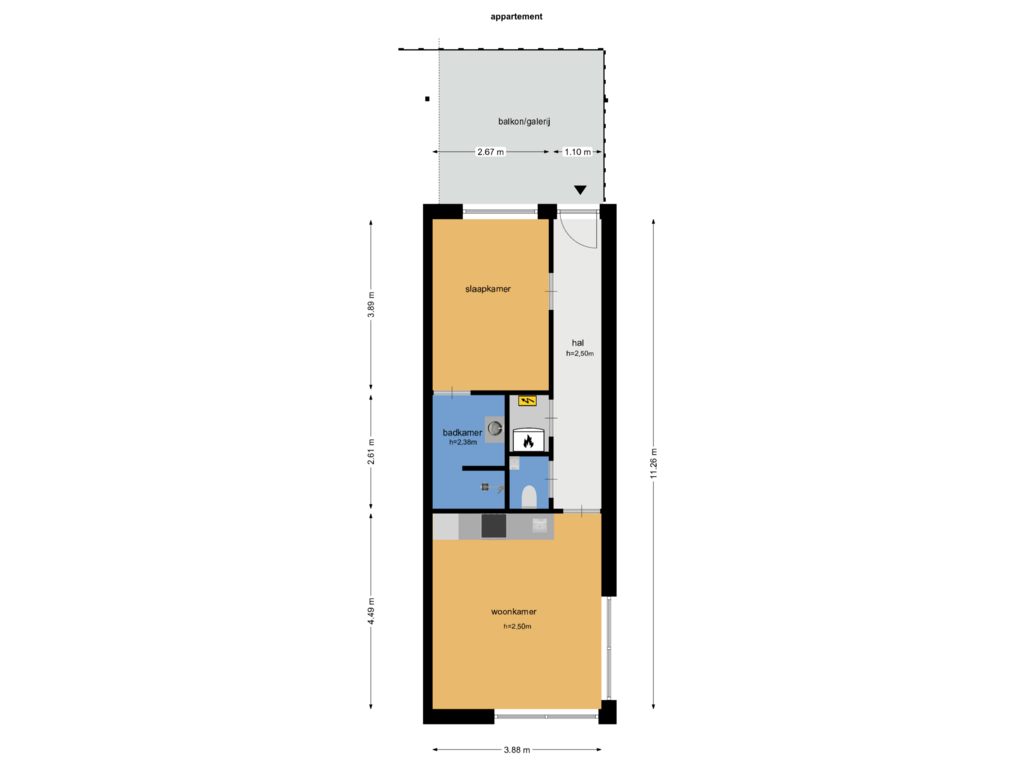 Bekijk plattegrond van app van Spoorstraat 69-A3