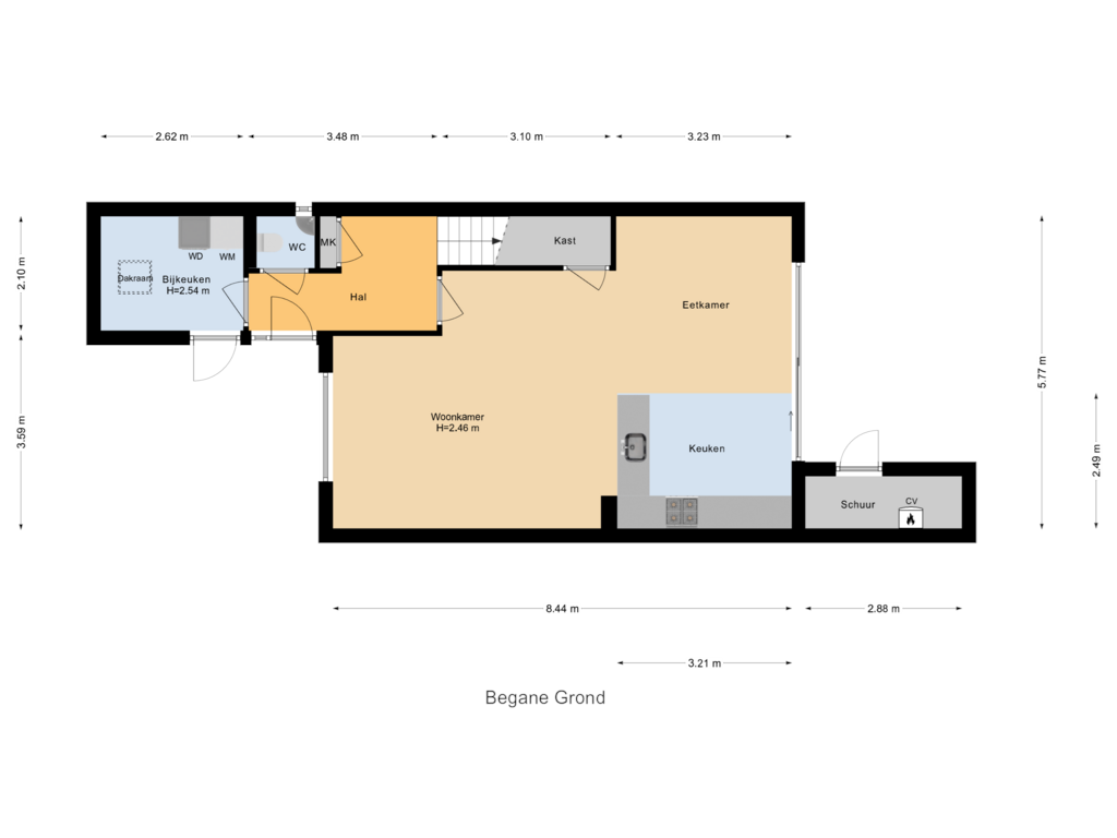 Bekijk plattegrond van Begane Grond van Floralaan 7