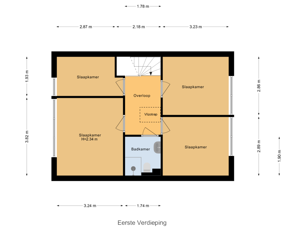 Bekijk plattegrond van Eerste Verdieping van Floralaan 7