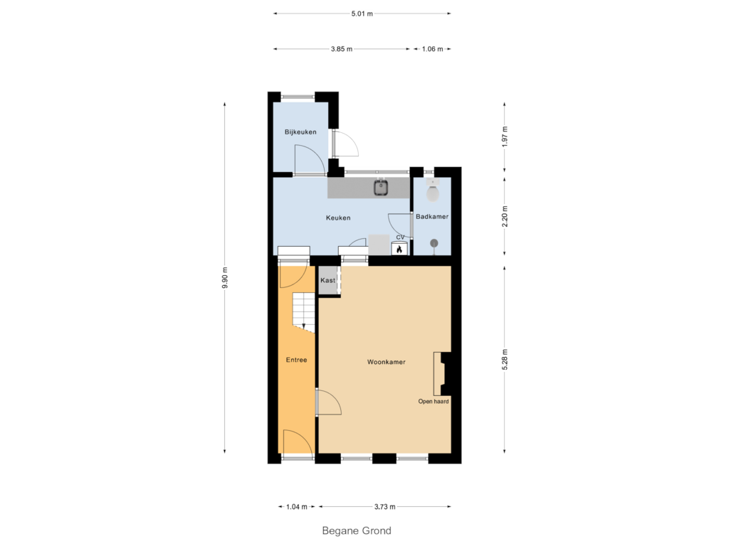 View floorplan of Begane Grond of Plein 21