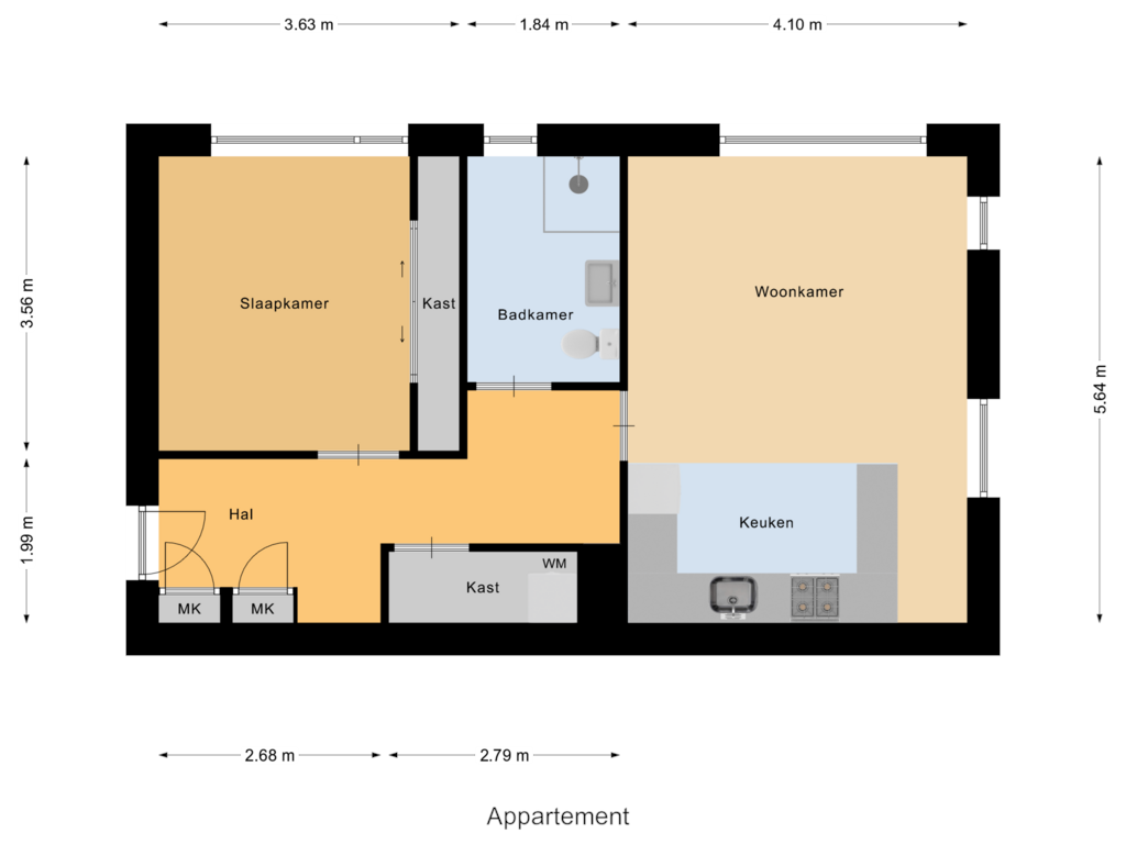 Bekijk plattegrond van Appartement van Diamantslijper 16