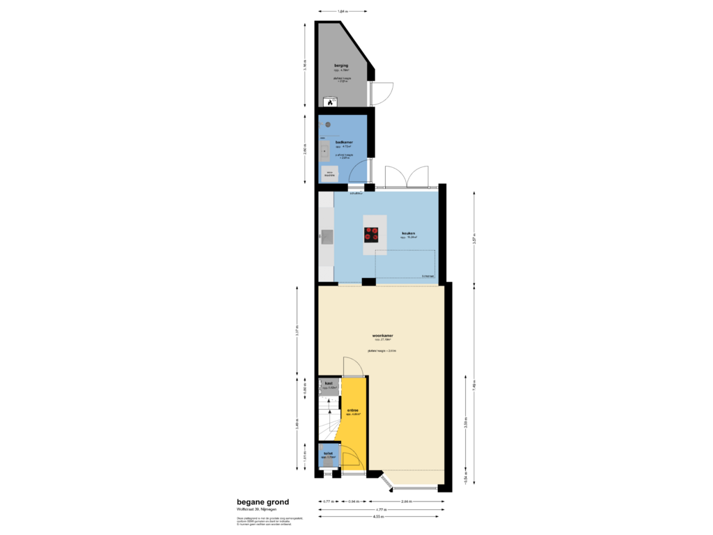 Bekijk plattegrond van begane grond van Wolfstraat 39