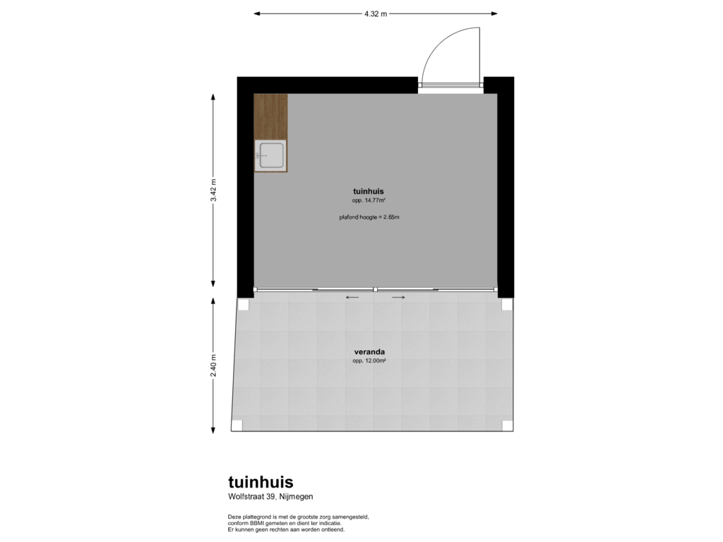 Bekijk plattegrond van tuinhuis van Wolfstraat 39