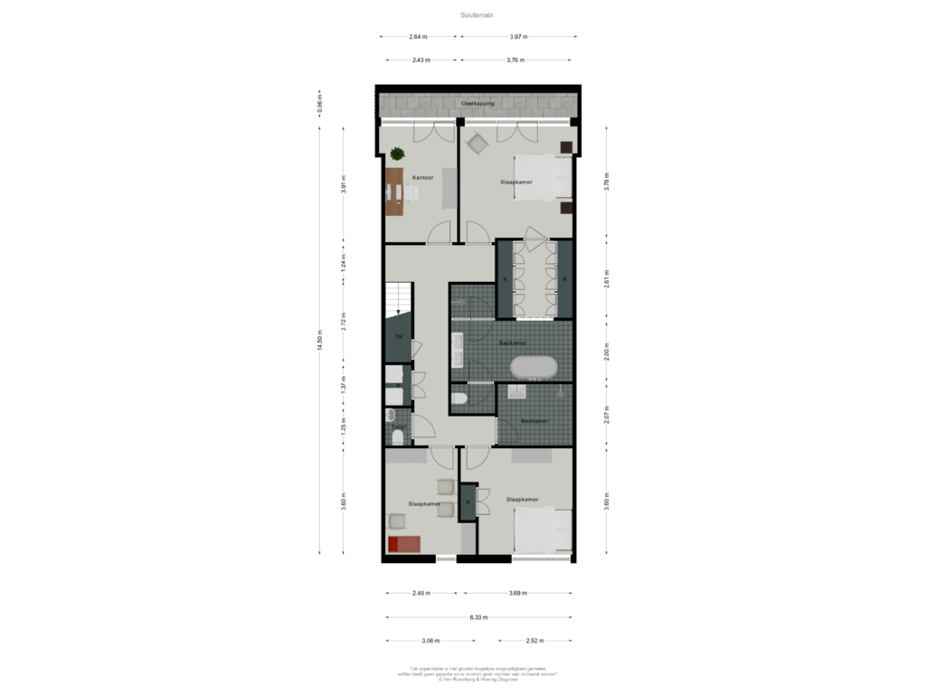 View floorplan of Souterrain of Sint Willibrordusstraat 14