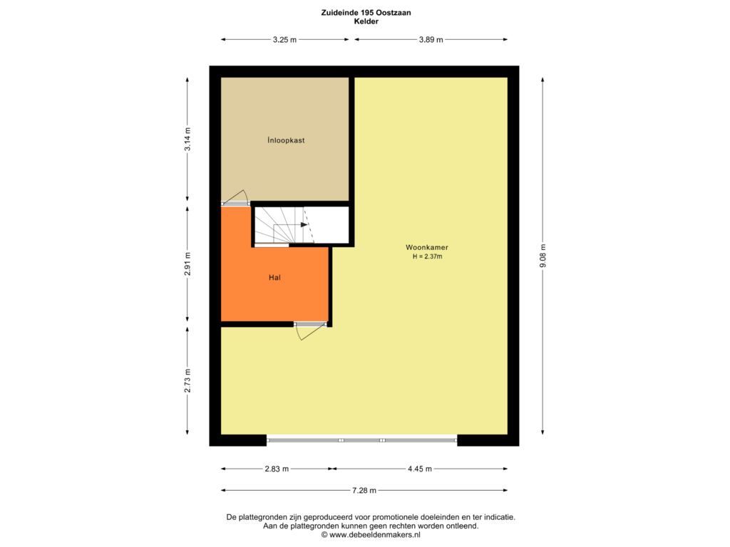 Bekijk plattegrond van Kelder van Zuideinde 195