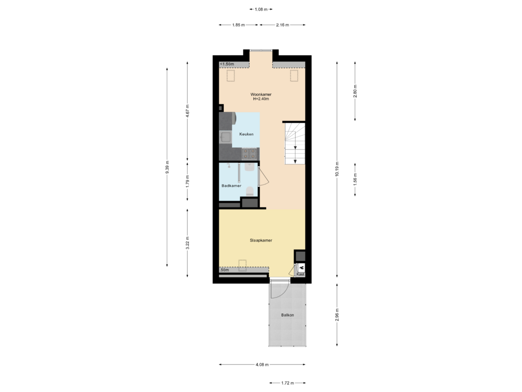 Bekijk plattegrond van 2e Woonlaag van Van Hogendorpstraat 102-4