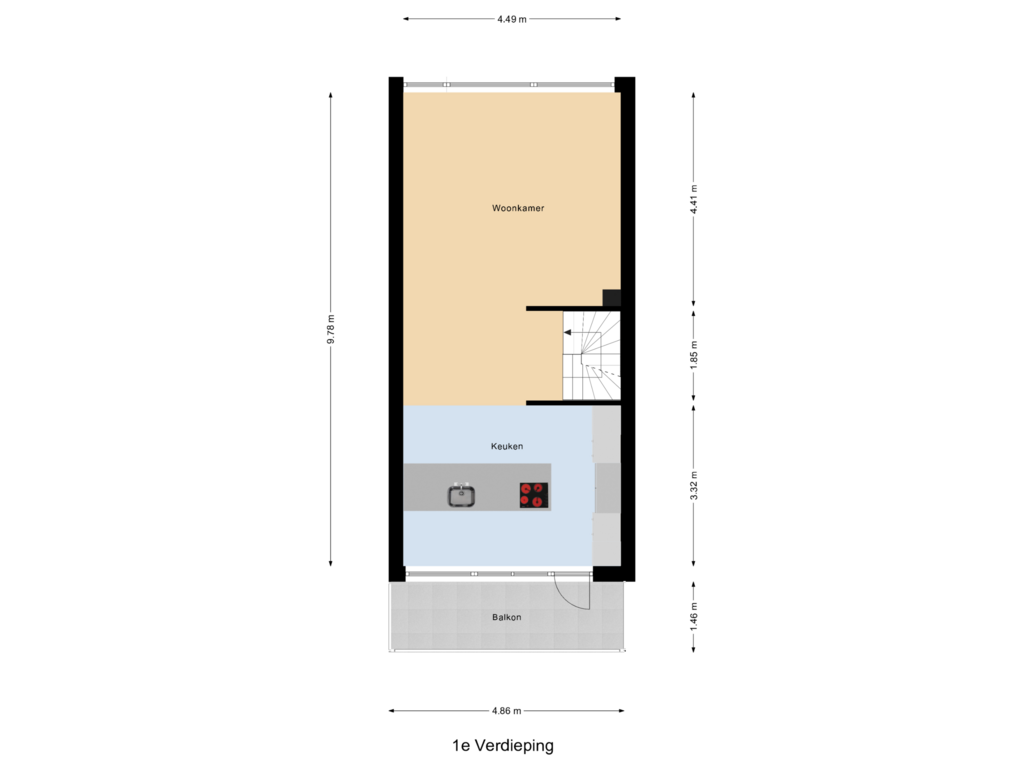 View floorplan of 1e Verdieping of Broekerwaard 92