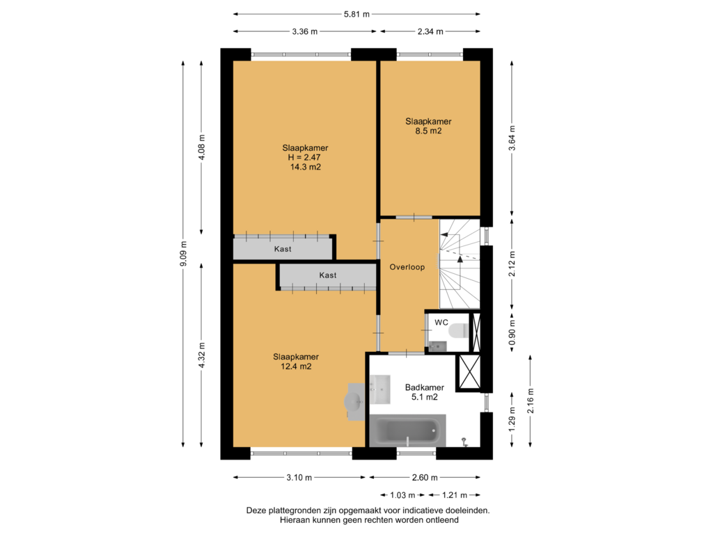 View floorplan of 1e Verdieping of Gonzagaruimte 34