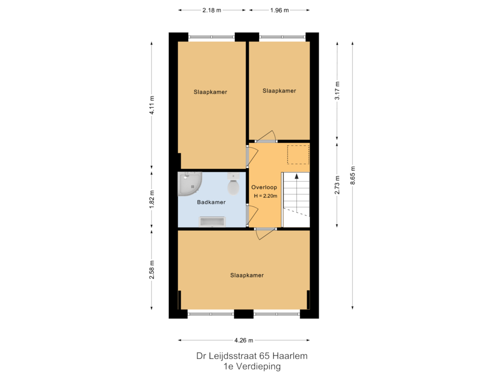 View floorplan of 1e Verdieping of Dr. Leijdsstraat 65