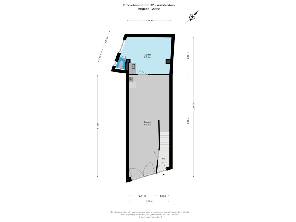 Bekijk plattegrond van Begane grond van Krom Boomssloot 32-H