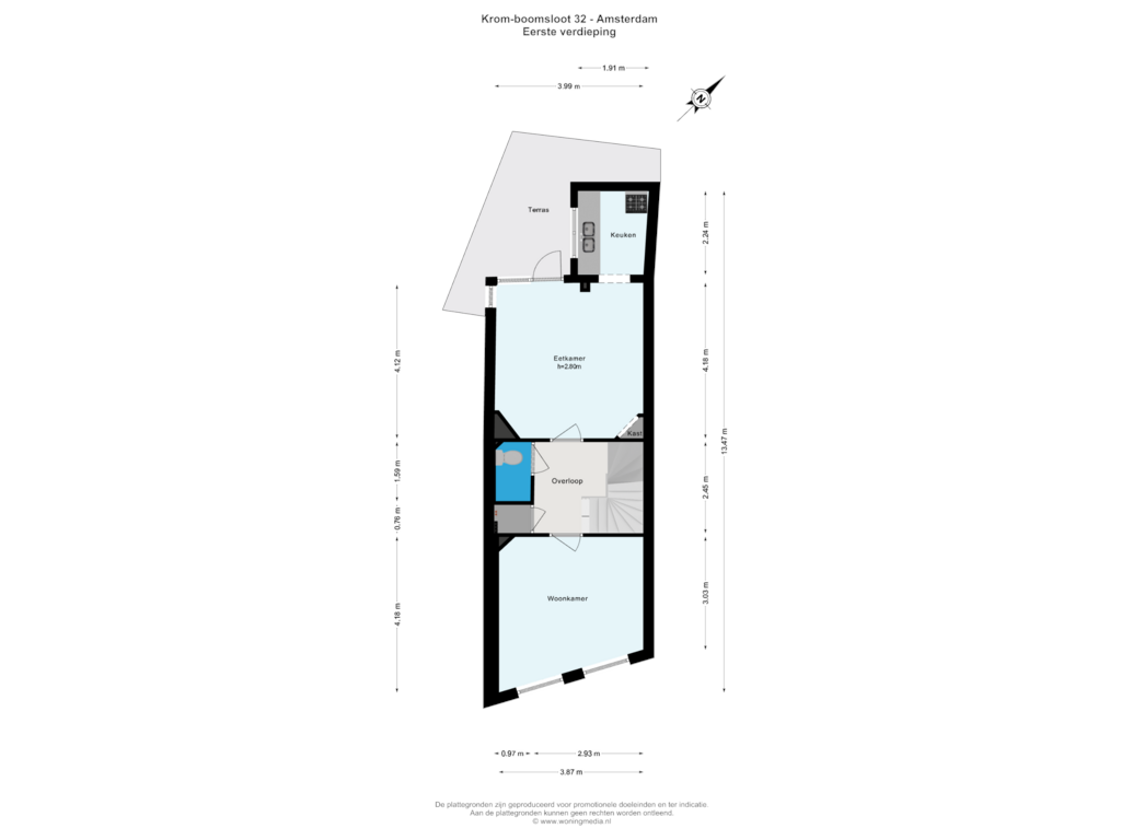 Bekijk plattegrond van Eerste verdieping van Krom Boomssloot 32-H