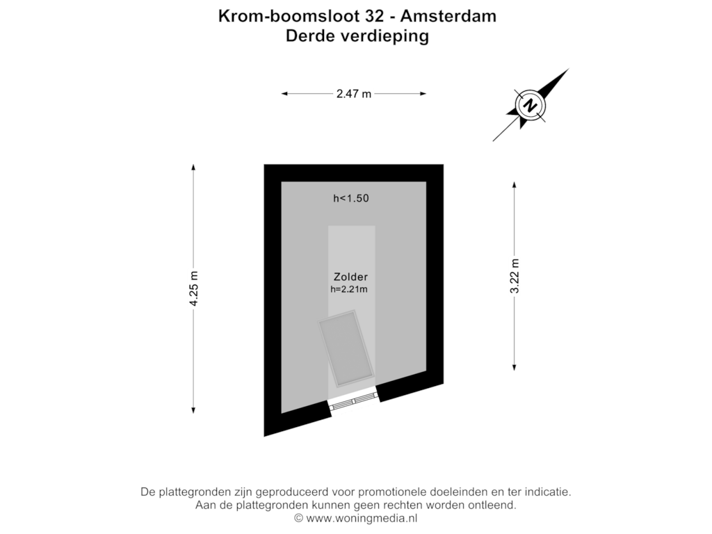 Bekijk plattegrond van Derde verdieping van Krom Boomssloot 32-H