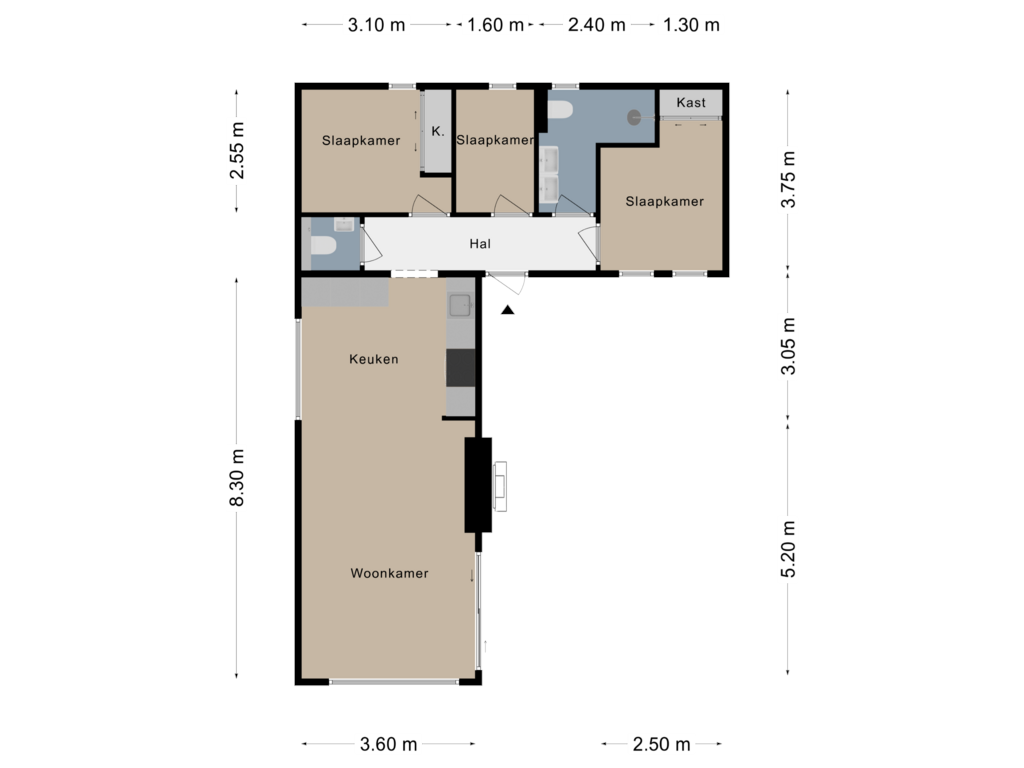 View floorplan of Begane grond of Gasthuis 3-14