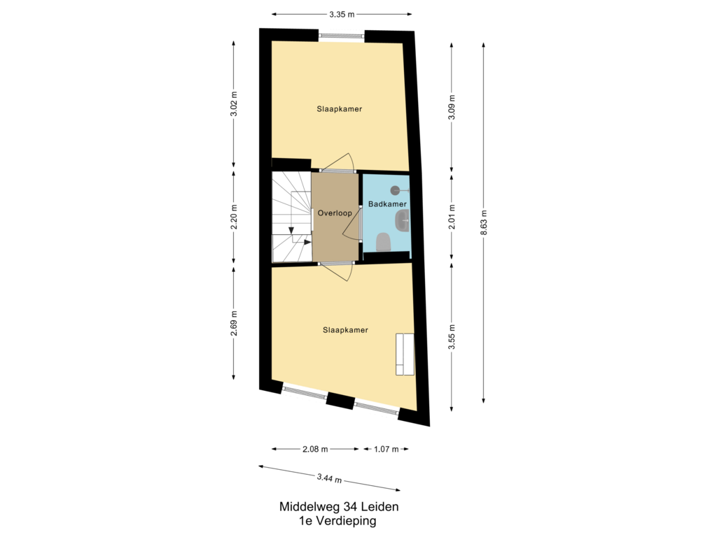 Bekijk plattegrond van 1e Verdieping van Middelweg 34