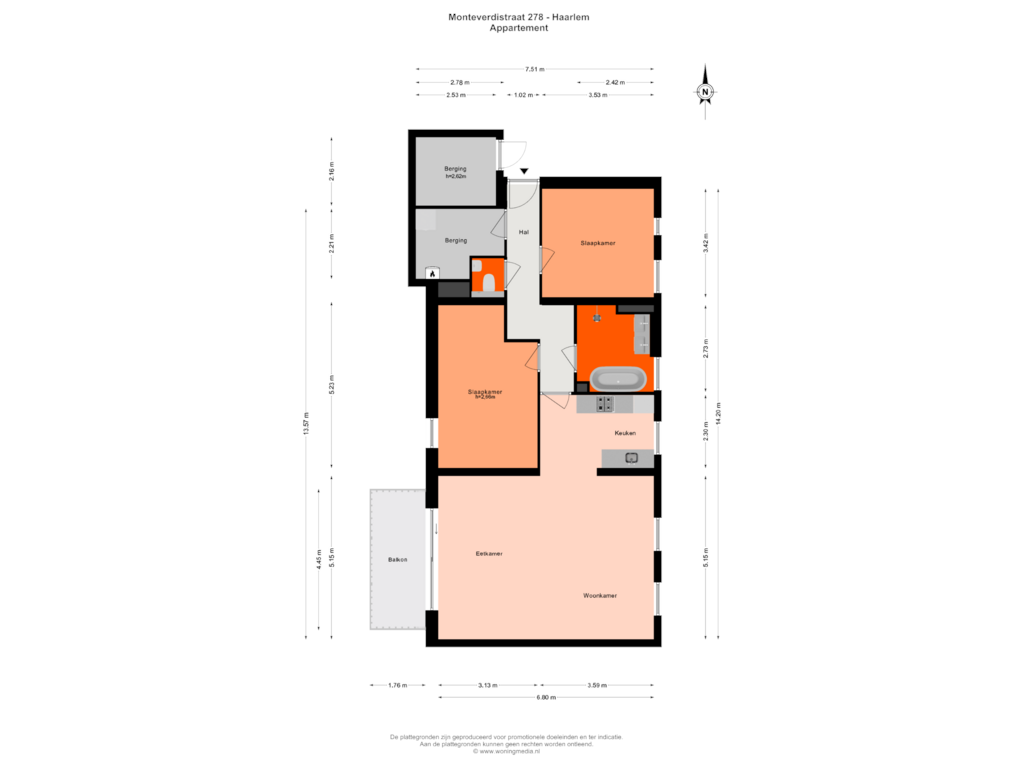 View floorplan of Appartement of Monteverdistraat 278