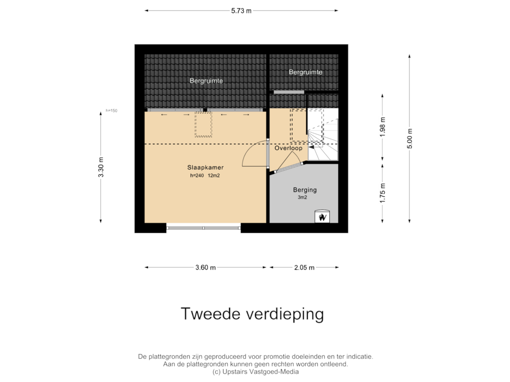 Bekijk plattegrond van Tweede verdieping van Schutmeesterweg 28