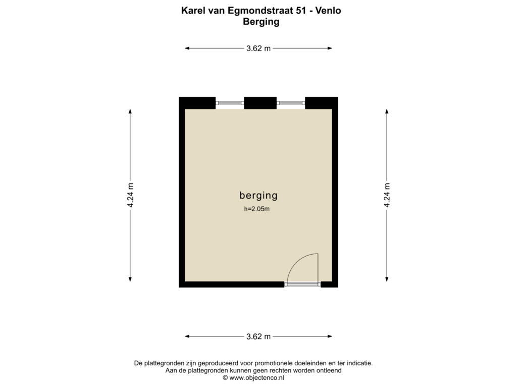 View floorplan of Berging of Karel van Egmondstraat 51