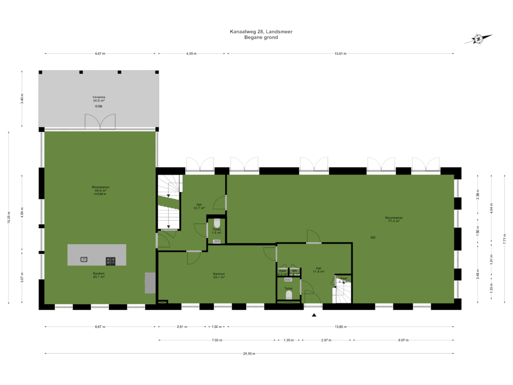 View floorplan of Begane grond of Kanaalweg 28