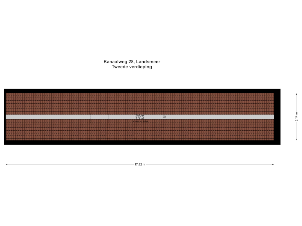 View floorplan of Tweede verdieping of Kanaalweg 28