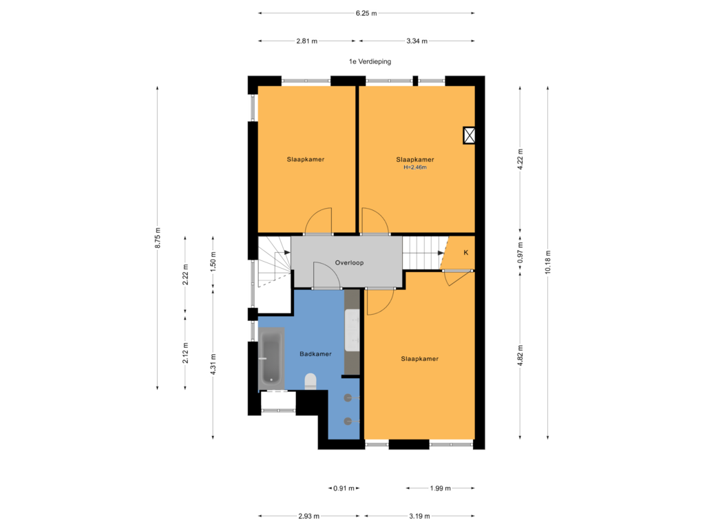 Bekijk plattegrond van 1e Verdieping van Loofslinger 8