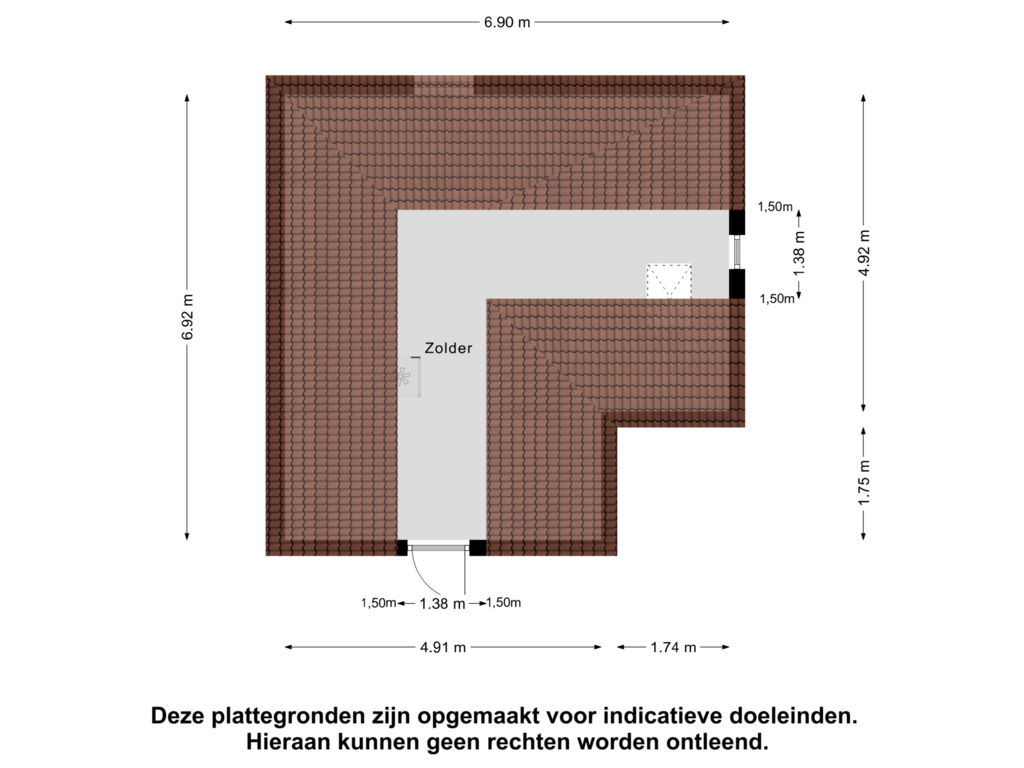 Bekijk plattegrond van Garage Zolder van Daniël de Brouwerstraat 10