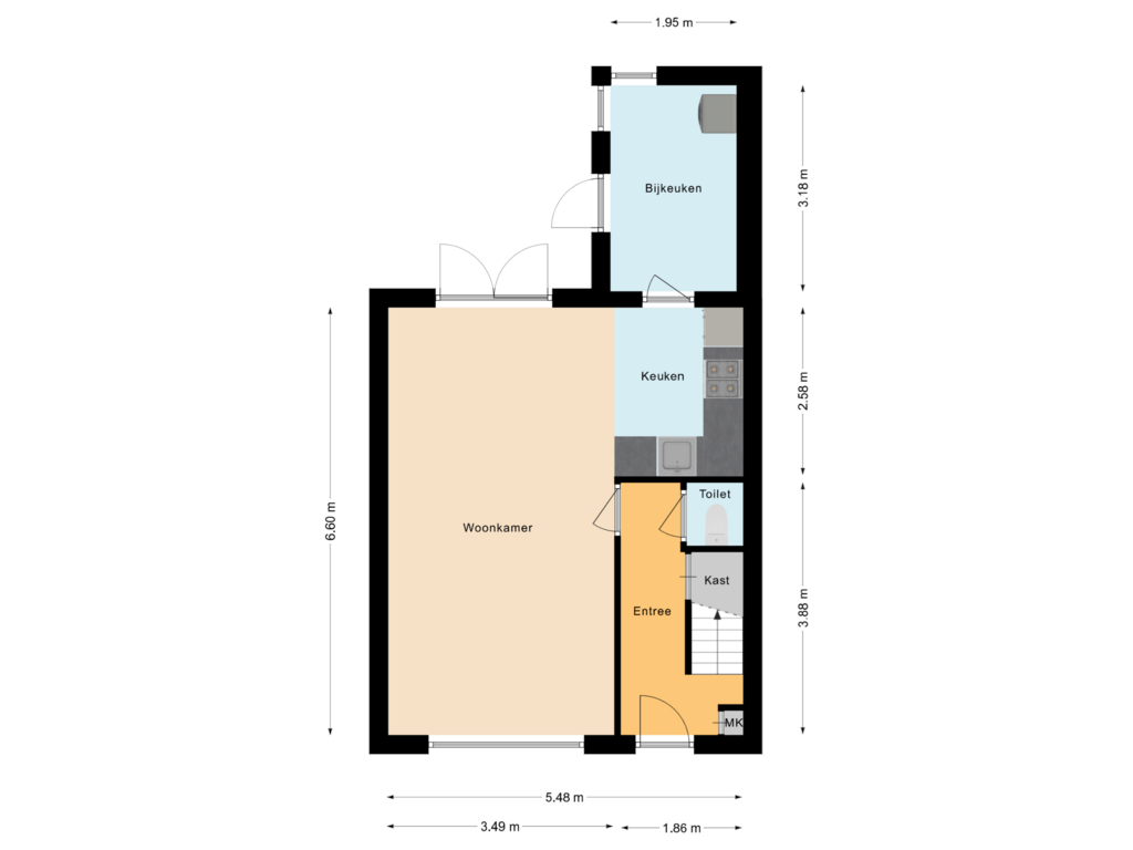 Bekijk plattegrond van Begane grond van De Haarstraat 2