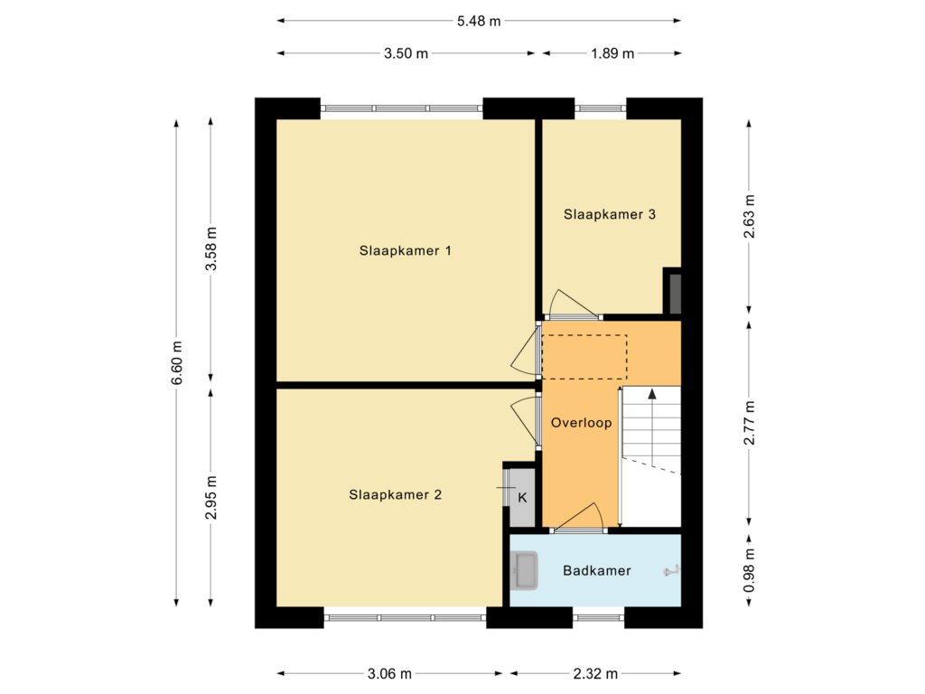 Bekijk plattegrond van Eerste verdieping van De Haarstraat 2