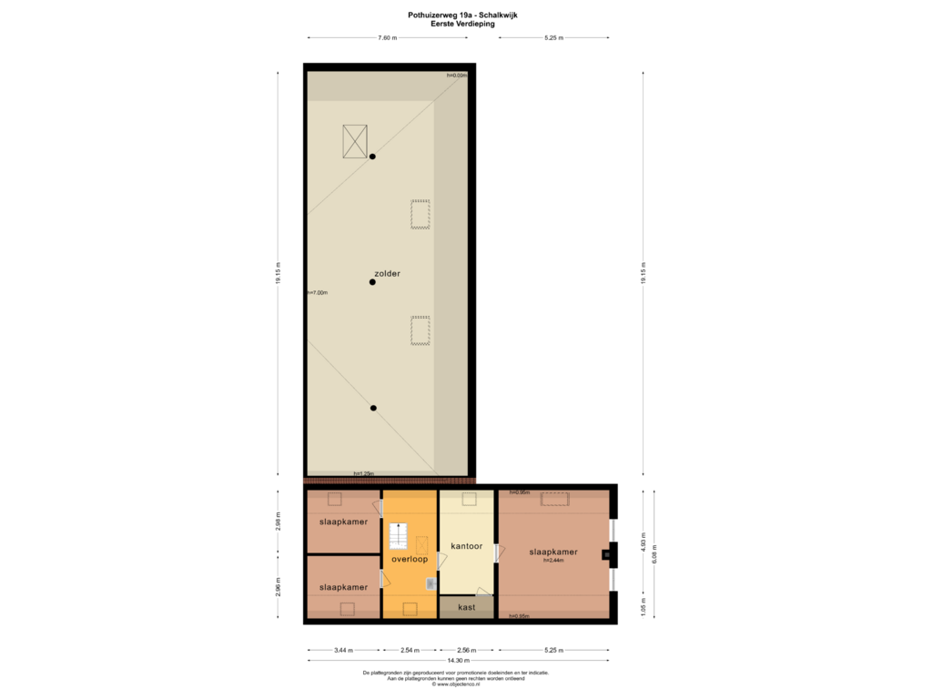 Bekijk plattegrond van EERSTE VERDIEPING van Pothuizerweg 19-A