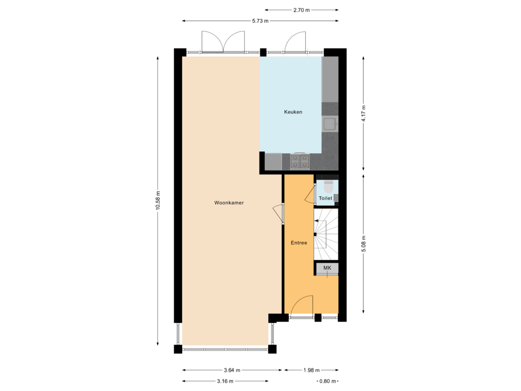 View floorplan of Begane grond of Mauritsplantsoen 3